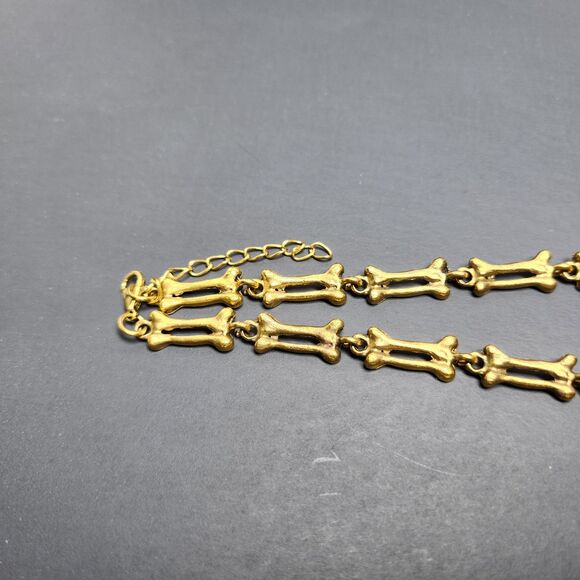 Gold Tone Skull & Crossbones Statement Necklace Gothic Punk Bones Chain Cosplay - Picture 7 of 8